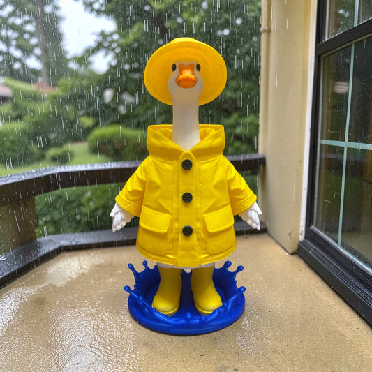 Porch goose with rain jacket