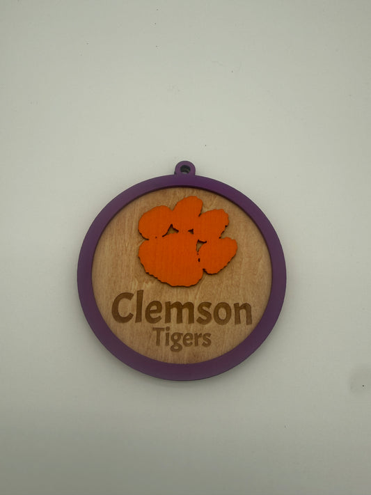 Clemson/Gamecock Wood Ornament