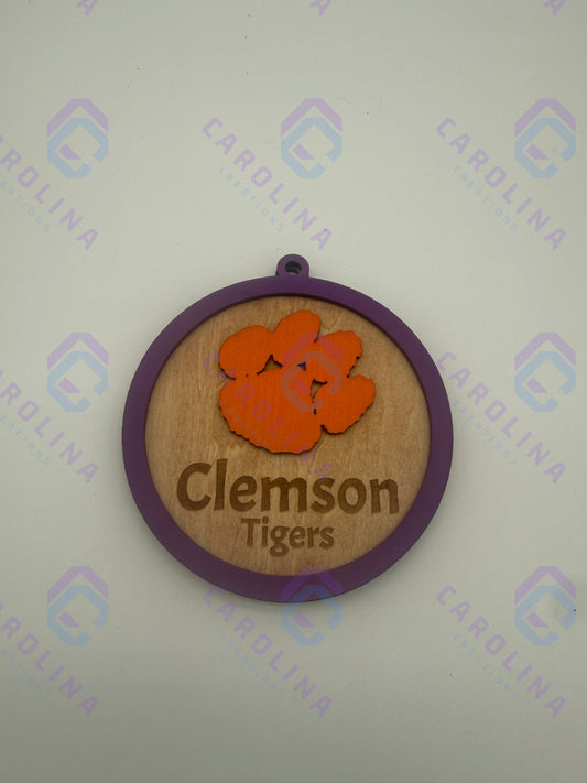 Clemson/Gamecock Wood Ornament