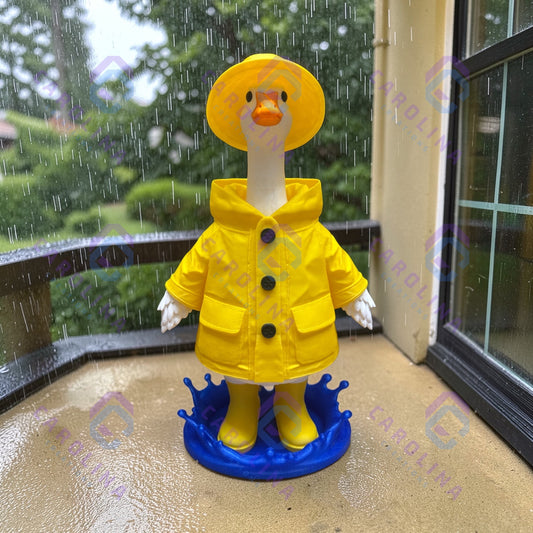 Porch goose with rain jacket