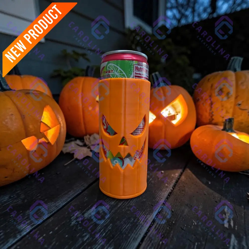 12oz Skinny Pumpkin Can Holder