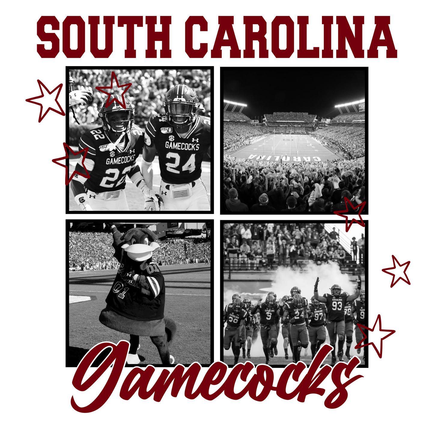 B&W Gamecocks