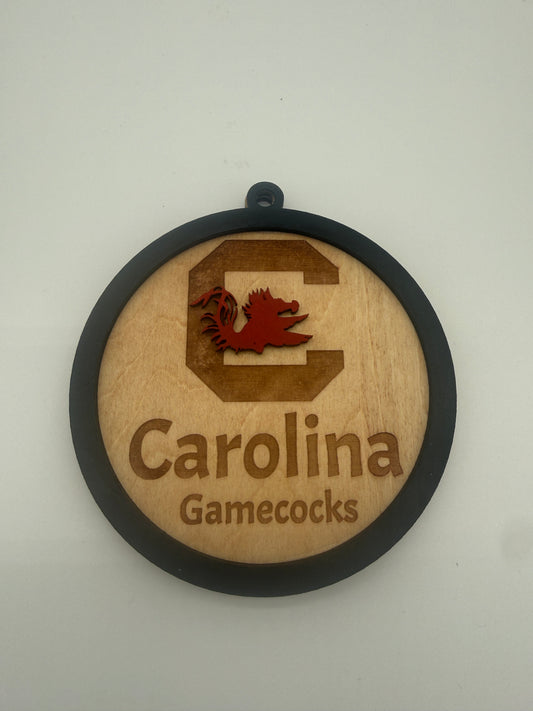 Clemson/Gamecock Wood Ornament