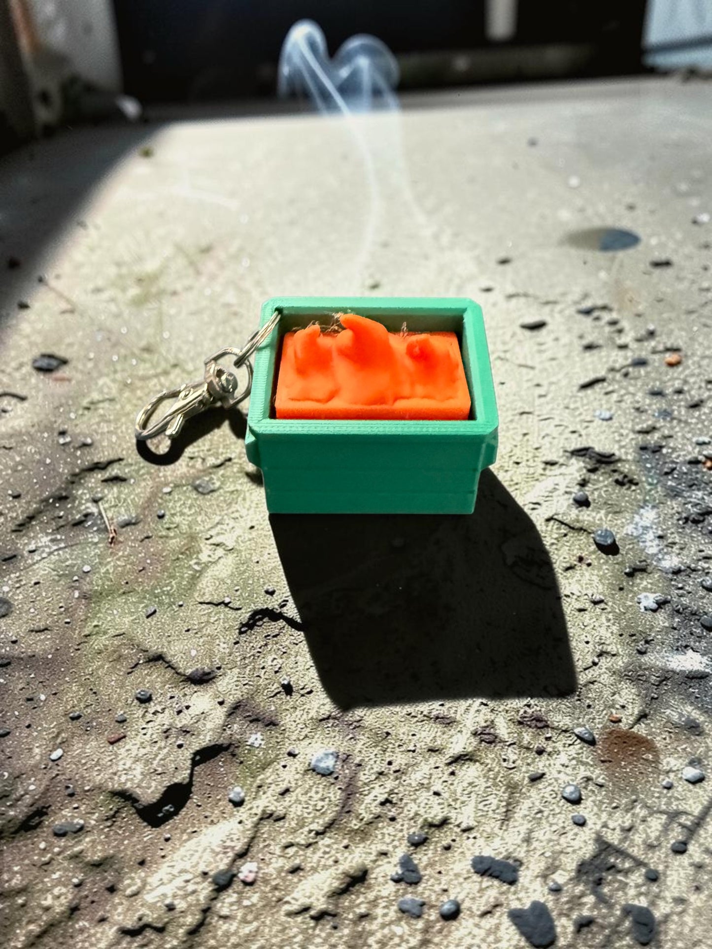 Dumpster Fire Clicker keychain