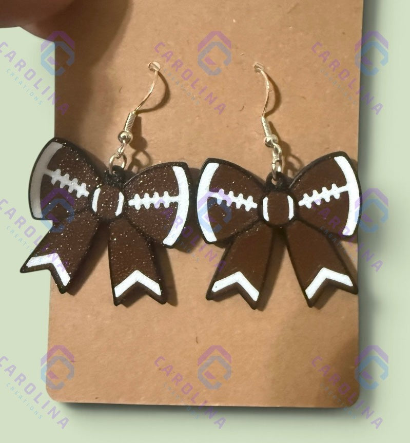 3D Printed Football Bow Earrings