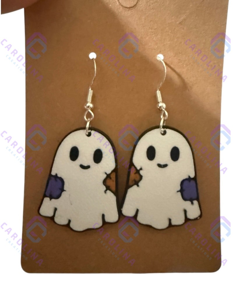 3D Printed Halloween Earrings (Patch Ghost)
