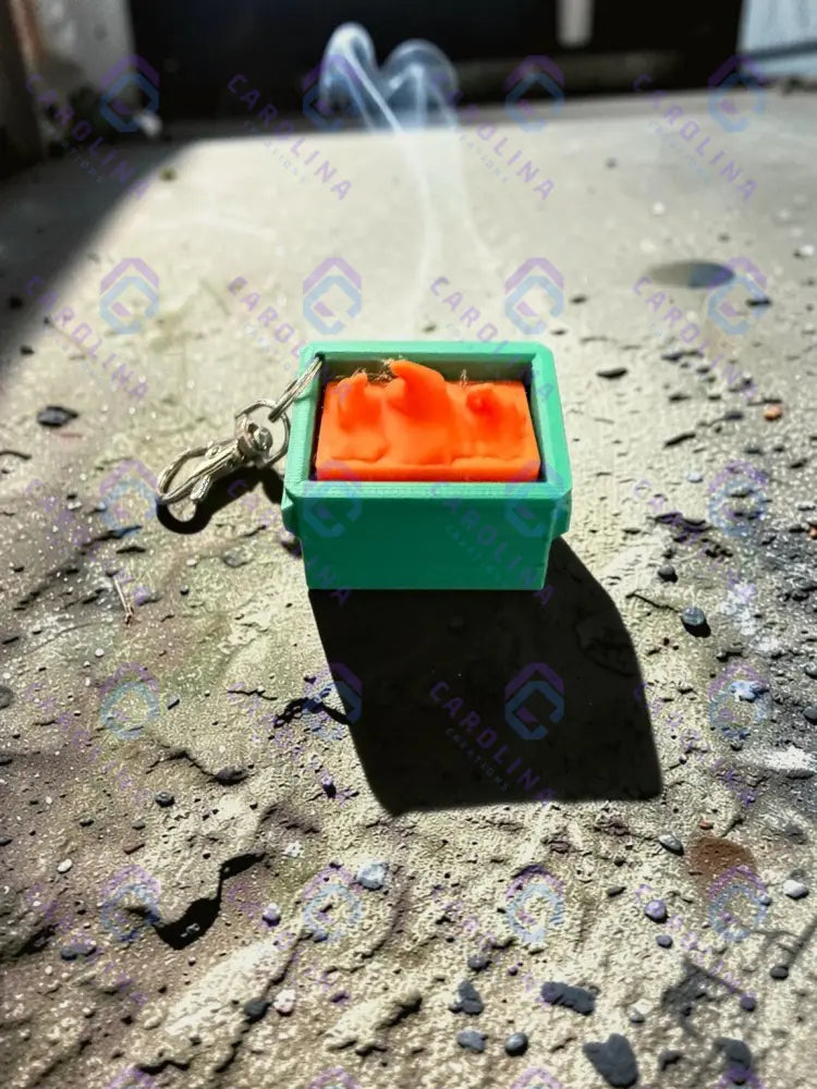Dumpster Fire Clicker keychain