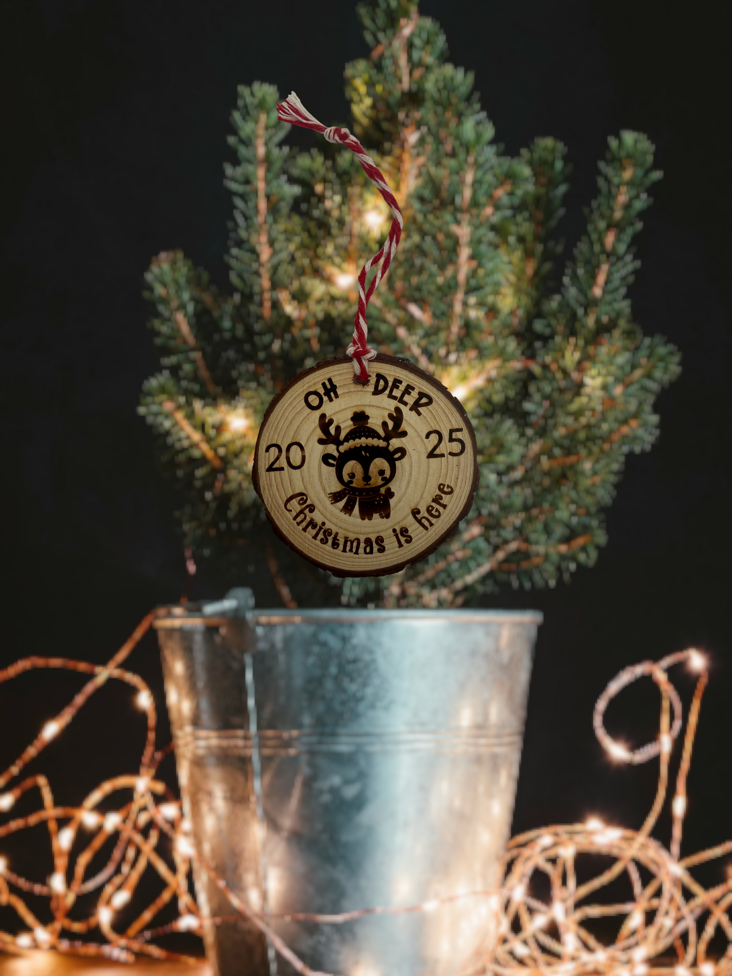 2.5-inch Wooden Oh Deer Christmas is Here Ornament
