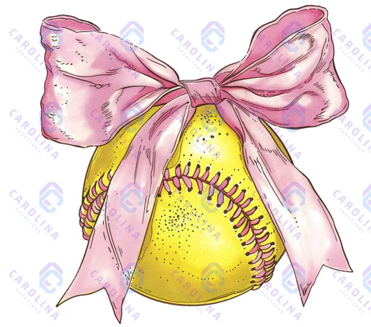 Pink Softball Bow