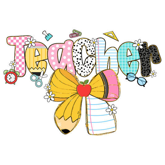 Teacher with pencil bow