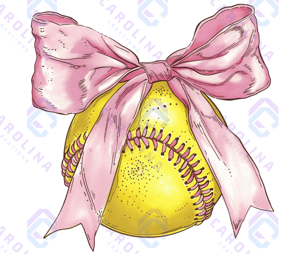 Pink Softball Bow