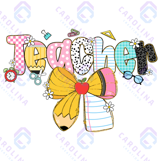 Teacher with pencil bow