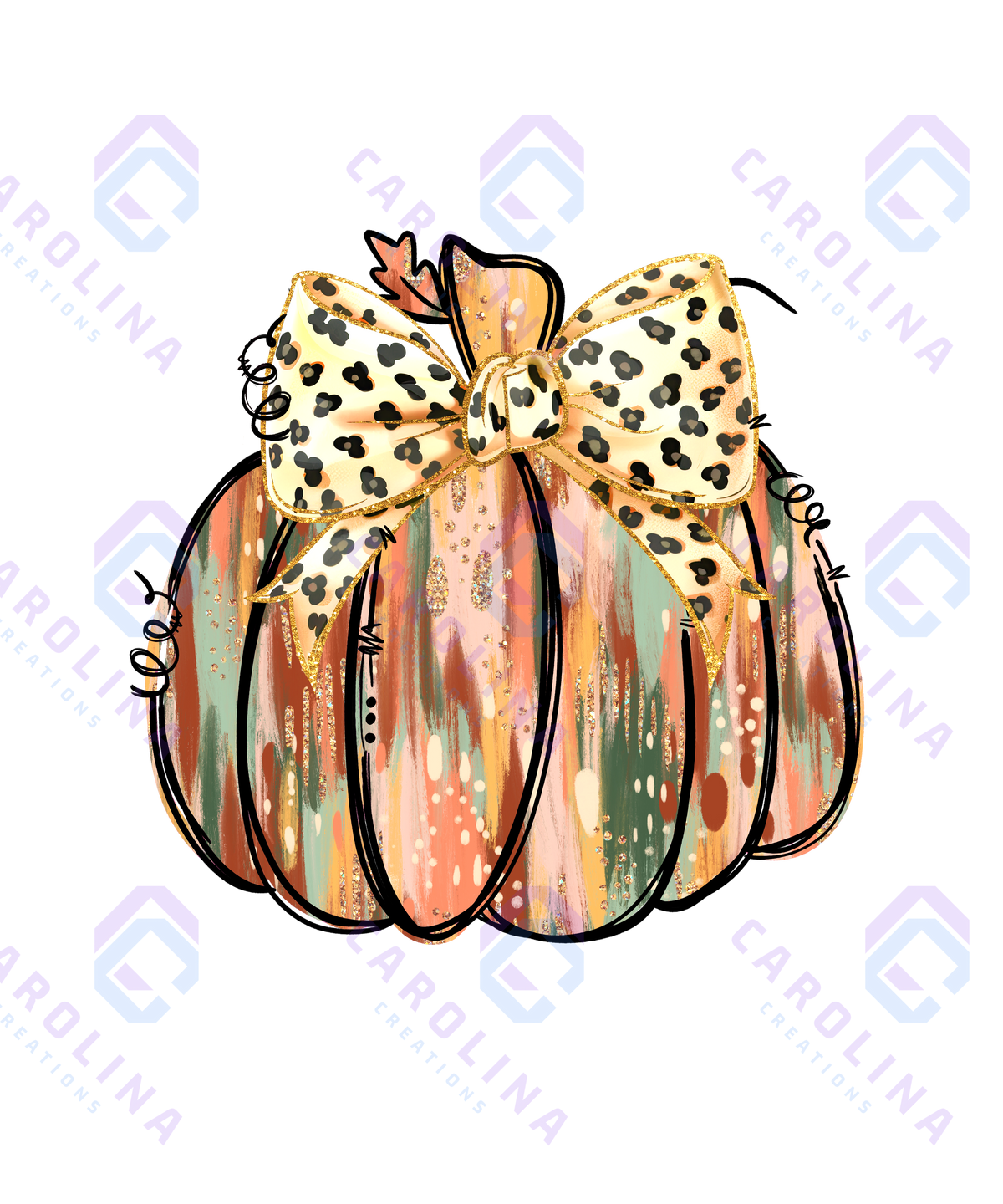 Colorful Gold Glitter Pumpkin