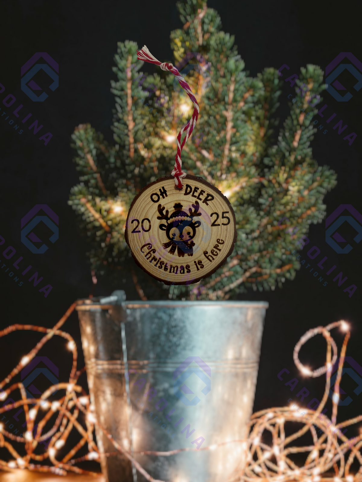 2.5-inch Wooden Oh Deer Christmas is Here Ornament