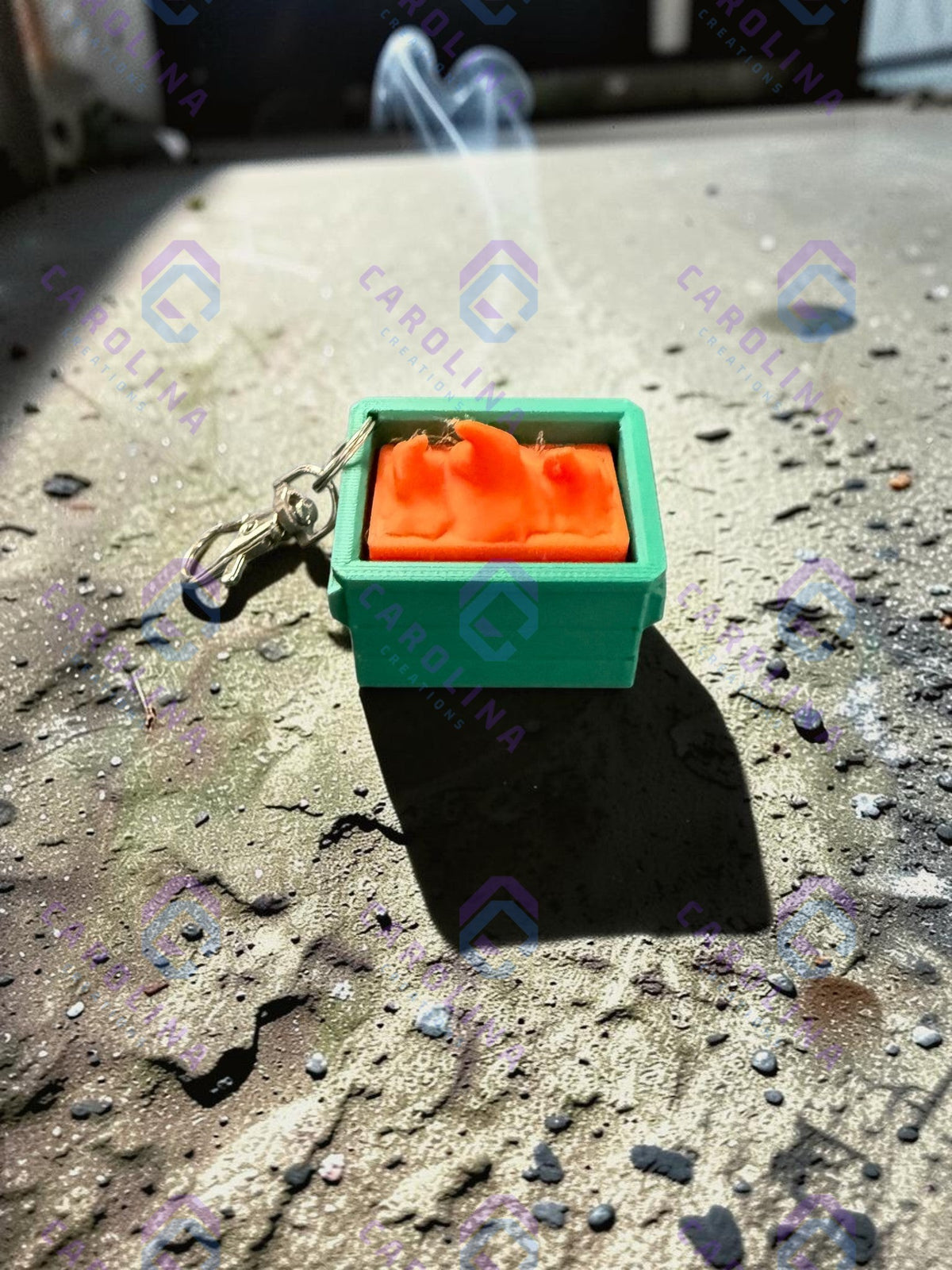 Dumpster Fire Clicker keychain