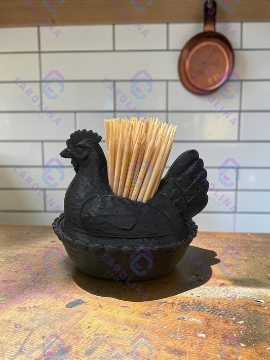 3D Printed Hen On Nest Toothpick Holder