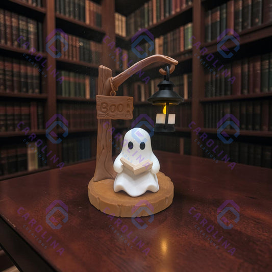 3D printed Reading Ghost with tea light